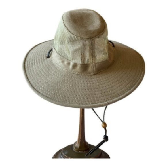 Dorfman Pacific Unisex Brushed Twill & Mesh Safari Hat w/Leather Trim - Picture 8 of 8